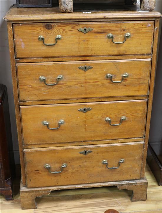 A George III pine chest of four drawers